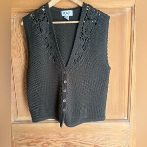 Koret Dark Green V-Neck Knit Sweater Vest | Wool Blend | Size Medium